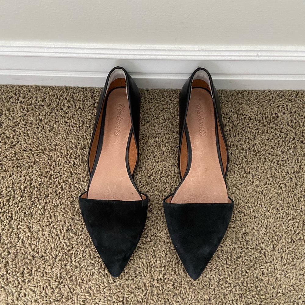 Madewell D’Orsay flats black suede Size 9